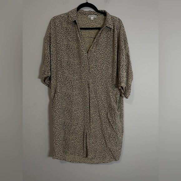 Whistles Womens Dress Size Medium Tan Leopard Print V Neck Short Sleeve Mini - Picture 3 of 10